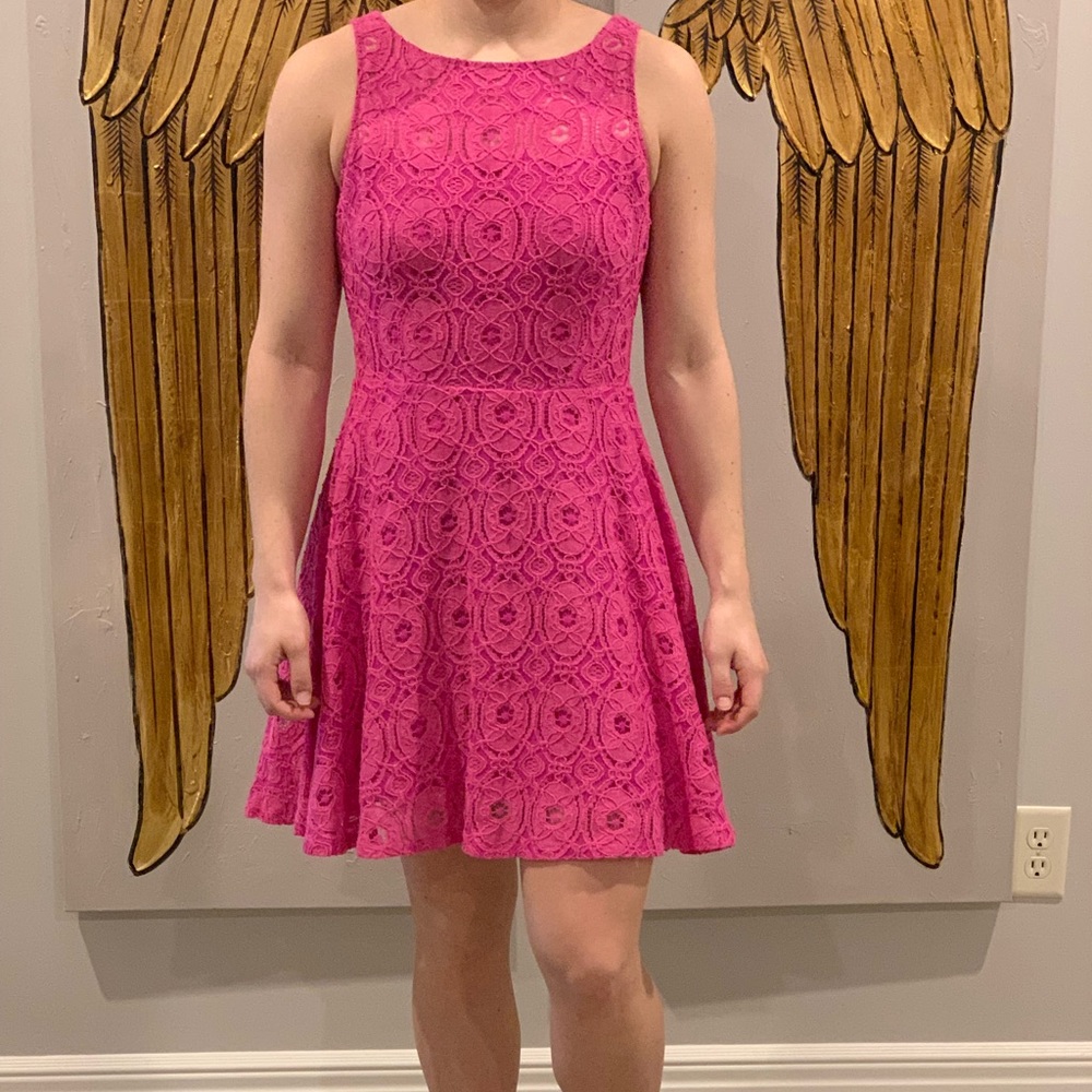 Hot pink floral dress